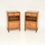 Pair of French Art Deco Walnut Marble Top Bedsides