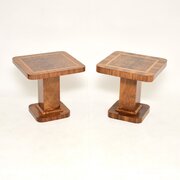 Pair Of Inlaid Walnut Art Deco Side Tables