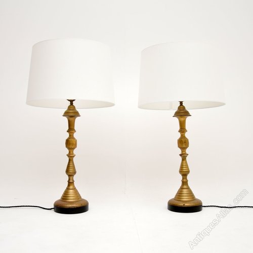 Antiques Atlas Pair Of Large Antique Brass Colonial Table Lamps