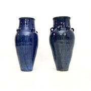 Pair of Large Floor Standing Vintage Blue Vases
