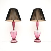 Pair Of Large Italian Murano Glass Table Lamps