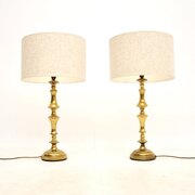 Pair Of Large Vintage Brass Table Lamps