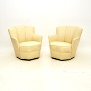 Pair Of Leather Art Deco Armchairs