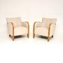 Pair of Swedish Art Deco Armchairs in Satin Birch