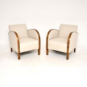 Pair Of Swedish Art Deco Armchairs In Satin Birch