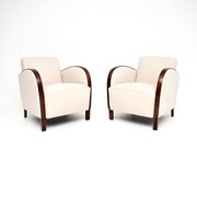 Pair Of Swedish Art Deco Armchairs In Satin Birch