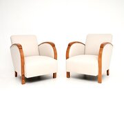 Pair Of Swedish Art Deco Armchairs In Walnut