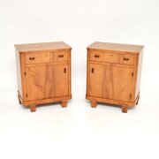 Pair of Swedish Art Deco Walnut Bedside Cabinets