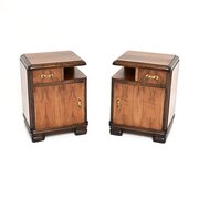 Pair Of Swedish Art Deco Walnut Bedside Cabinets