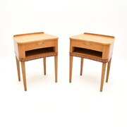Pair Of Swedish Vintage Elm Bedside Cabinets