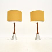Pair Of Swedish Vintage Rosewood Steel Table Lamps