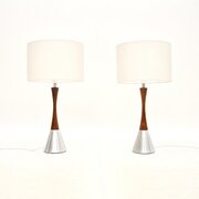 Pair of Swedish Vintage Rosewood and Steel Lamps