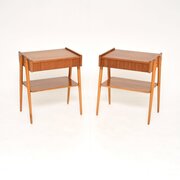 Pair Of Swedish Vintage Teak Bedside Tables