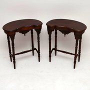  Pair Of Victorian Mahogany Kidney Shaped Tables