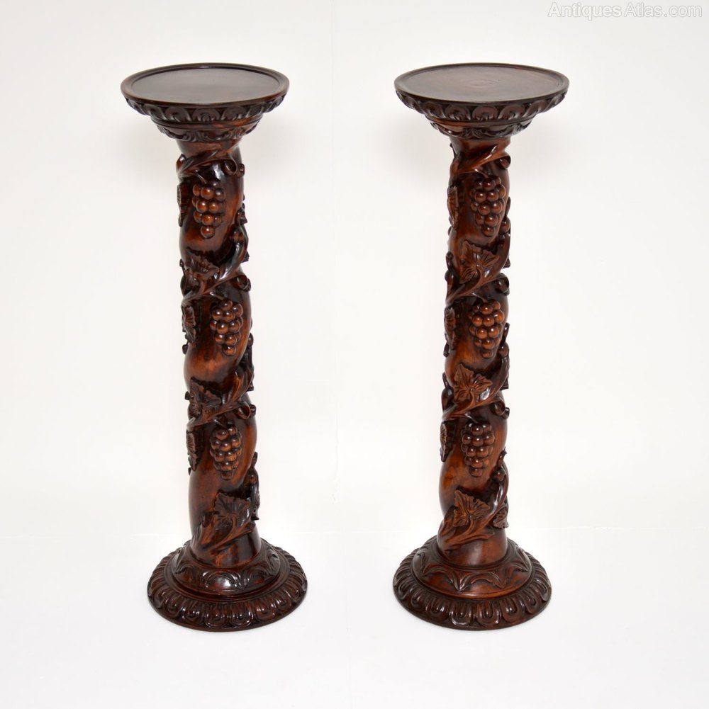 Antiques Atlas - Pair Of Victorian Style Carved Mahogany Columns