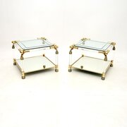 Pair Of Vintage Acrylic And Glass Side Table