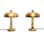Pair Of Vintage Brass Mushroom Table Lamps