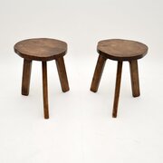 Pair Of Vintage Brutalist Stools / Side Tables