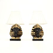 Pair Of Vintage Ceramic Pharaoh Table Lamps