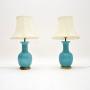 Pair of Vintage Ceramic and Brass Table Lamps