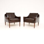 Pair Of Vintage Danish Leather Armchairs