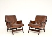 Pair Of Vintage Danish Leather Armchairs
