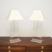 Pair Of Vintage French Acrylic Table Lamps