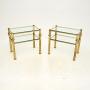 Pair of Vintage Italian Brass & Glass Side Tables
