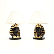 Pair Of Vintage Italian Ceramic Pharaoh Lamps