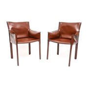 Pair Of Vintage Italian Leather Armchairs