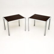 Pair Of Vintage Italian Rosewood And Chrome Tables