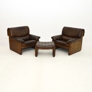 Pair Of Vintage Leather DS 86 Armchairs And Stool