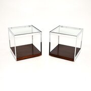Pair Of Vintage Rosewood And Chrome Side Tables
