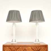Pair Of Vintage Swedish Glass Table Lamps