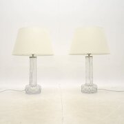 Pair Of Vintage Swedish Glass Table Lamps