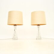Pair Of Vintage Swedish Glass Table Lamps