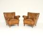 Pair of Vintage Swedish Leather Club Armchairs