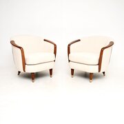 Pair of Vintage Swedish Mahogany Armchairs