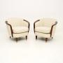Pair of Vintage Swedish Mahogany Club Armchairs