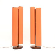 Pair Of Vintage Teak And Acrylic Floor Lamps