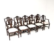 Set Of Antique Mahogany Shield Back Dining Chairs