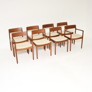 Set Of Eight Danish Teak Vintage Dining Chairs 