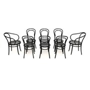 Set Of Eight Vintage Bentwood Thonet Dining Chairs