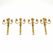 Set Of Four Antique Brass Wall Sconce Lamps