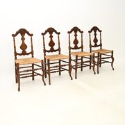 Set Of Four Antique French Walnut Dining Chairs