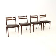 Set Of Four Danish Rosewood Leather Dining Chairs