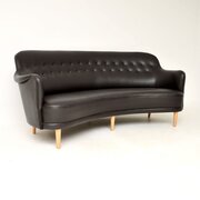 Swedish Leather Samsas Round Sofa By Carl Malmsten