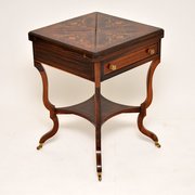 Victorian Inlaid Rosewood Envelope Card Table
