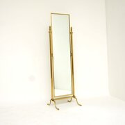 Vintage Brass Neoclassical Style Cheval Mirror