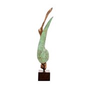 Vintage Bronze And Driftwood Sculpture